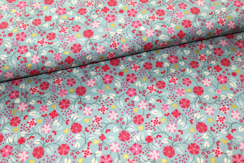 Designerbaumwollstoff Love Flowers (10 cm)